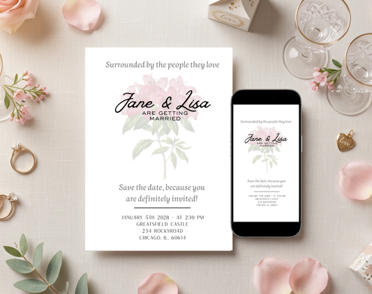 Botanical Floral Wedding Invitation Template | Editable Canva Template | 5x7in & WhatsApp | Digital Download