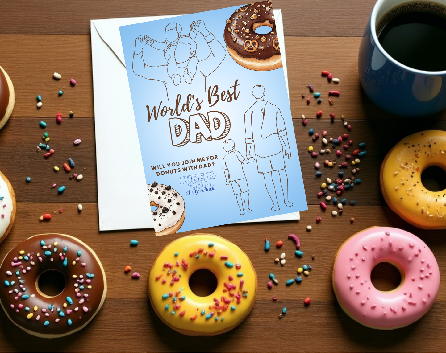 World's Best Dad Father's Day Invitation Template | Editable Canva Template | 5x7in & WhatsApp | Digital Download