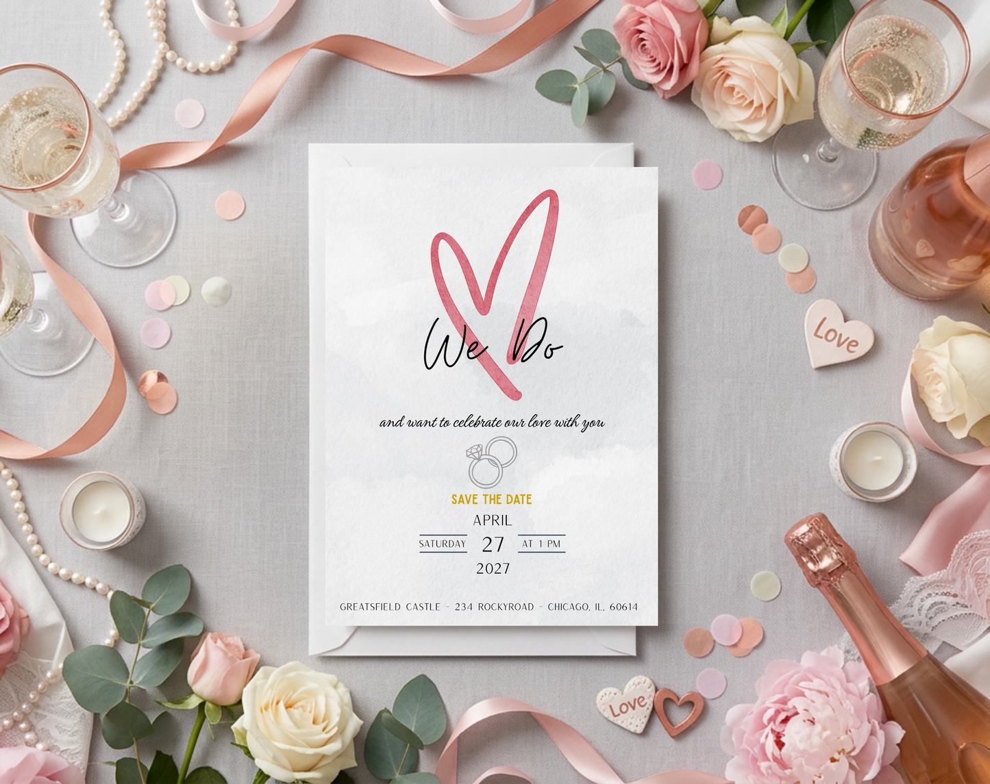 We Do Wedding Invitation Template | Editable Canva Template | 5x7in & WhatsApp | Digital Download