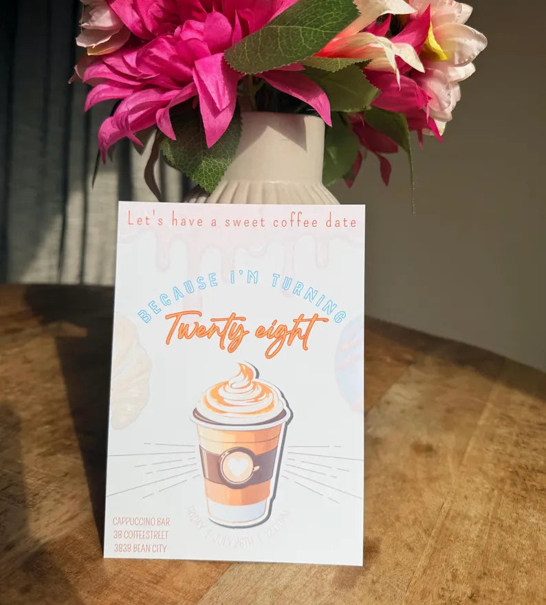 Coffee Date Birthday Invitation Template | Editable Canva Template | 5x7in & WhatsApp | Digital Download