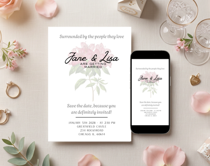 Botanical Floral Wedding Invitation Template | Editable Canva Template | 5x7in & WhatsApp | Digital Download