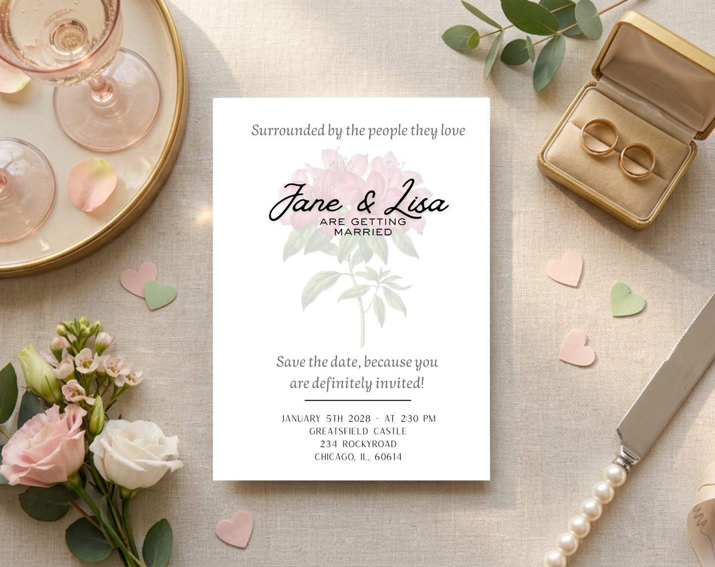 Botanical Floral Wedding Invitation Template | Editable Canva Template | 5x7in & WhatsApp | Digital Download