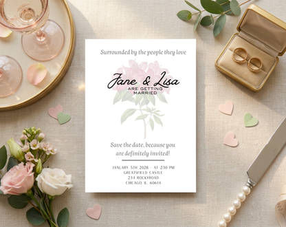 Botanical Floral Wedding Invitation Template | Editable Canva Template | 5x7in & WhatsApp | Digital Download