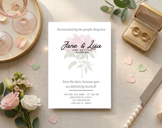 Botanical Floral Wedding Invitation Template | Editable Canva Template | 5x7in & WhatsApp | Digital Download