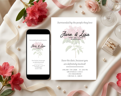 Botanical Floral Wedding Invitation Template | Editable Canva Template | 5x7in & WhatsApp | Digital Download