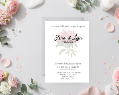 Botanical Floral Wedding Invitation Template | Editable Canva Template | 5x7in & WhatsApp | Digital Download