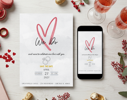 We Do Wedding Invitation Template | Editable Canva Template | 5x7in & WhatsApp | Digital Download