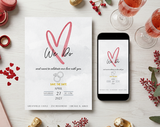 We Do Wedding Invitation Template | Editable Canva Template | 5x7in & WhatsApp | Digital Download