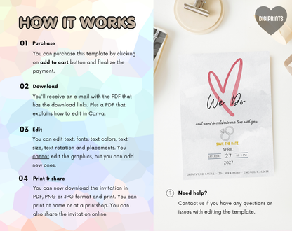 We Do Wedding Invitation Template | Editable Canva Template | 5x7in & WhatsApp | Digital Download