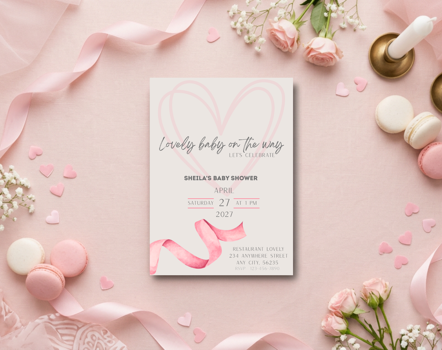 Boho Baby Shower Invitation Template Girl | Editable Canva Template | 5x7in & WhatsApp | Digital Download