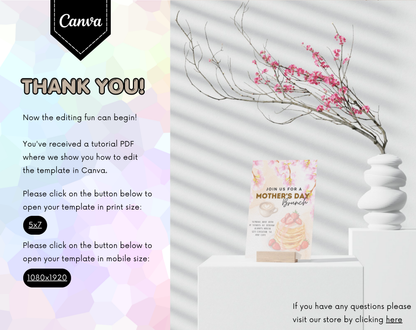 Mother's Day Brunch Pancakes Invitation Template | Editable Canva Template | 5x7in & WhatsApp | Digital Download