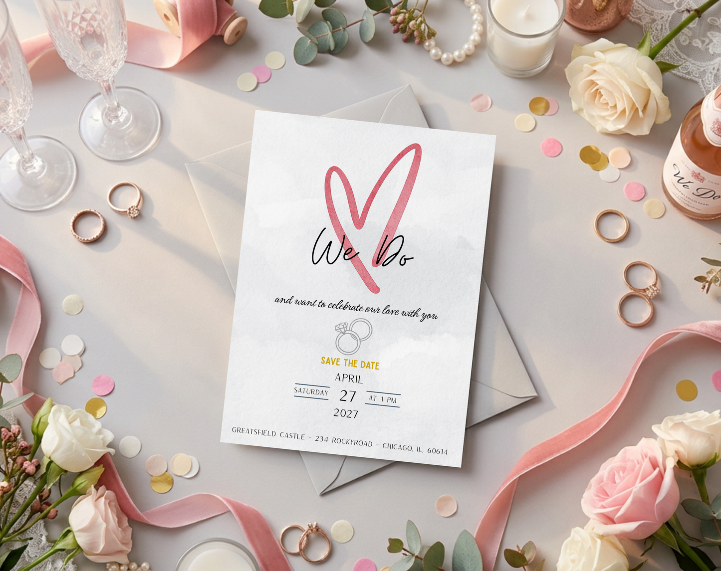 We Do Wedding Invitation Template | Editable Canva Template | 5x7in & WhatsApp | Digital Download