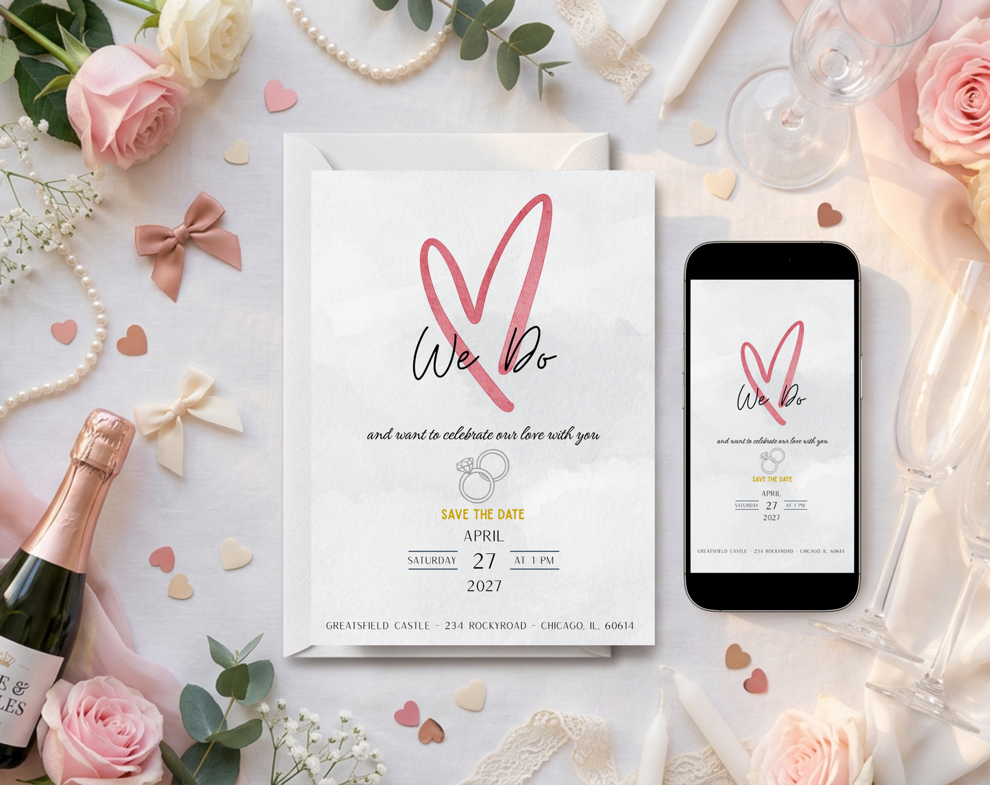 We Do Wedding Invitation Template | Editable Canva Template | 5x7in & WhatsApp | Digital Download