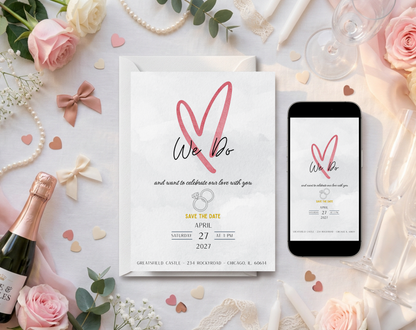 We Do Wedding Invitation Template | Editable Canva Template | 5x7in & WhatsApp | Digital Download