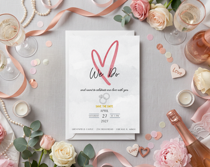 We Do Wedding Invitation Template | Editable Canva Template | 5x7in & WhatsApp | Digital Download