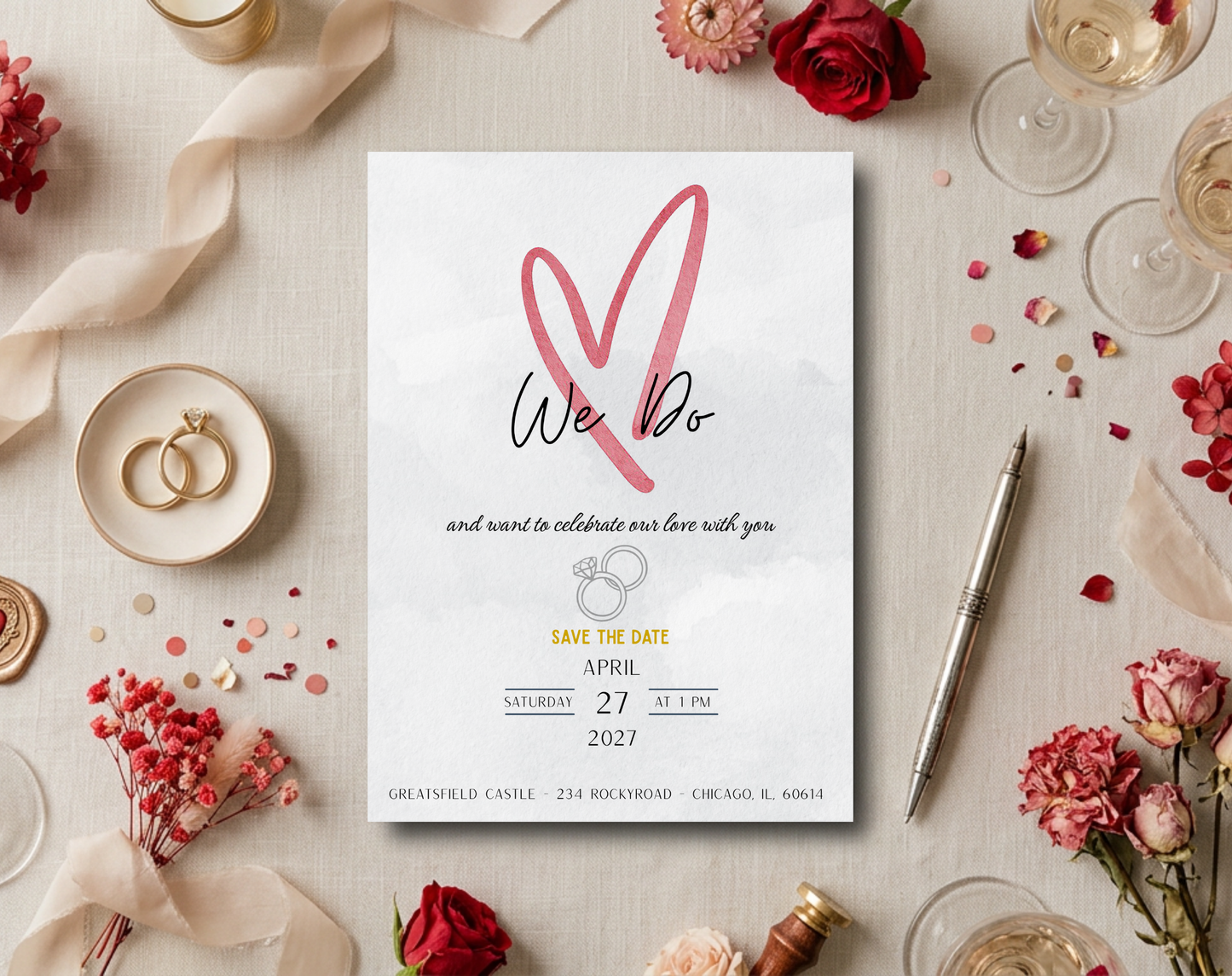 We Do Wedding Invitation Template | Editable Canva Template | 5x7in & WhatsApp | Digital Download