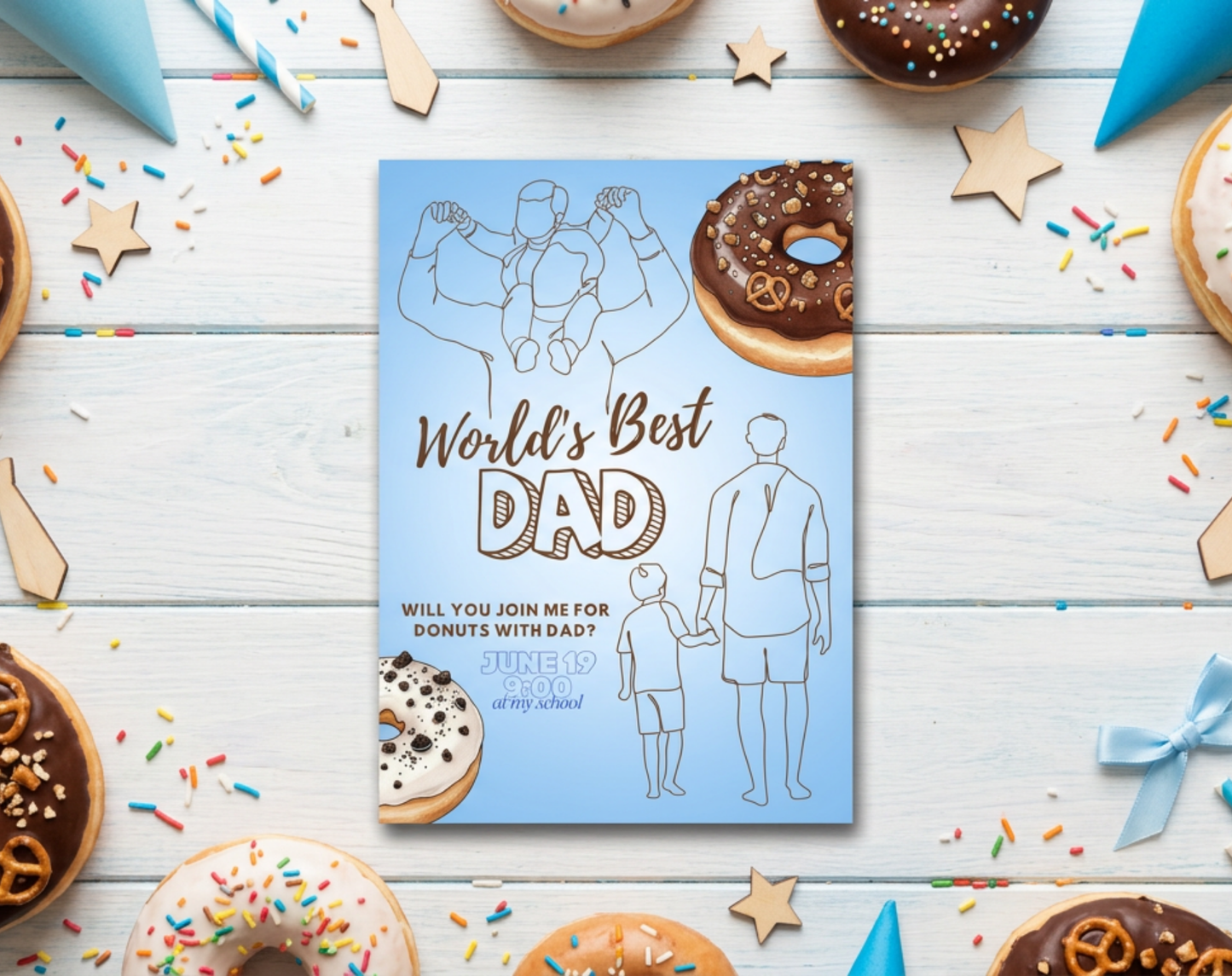 World's Best Dad Father's Day Invitation Template | Editable Canva Template | 5x7in & WhatsApp | Digital Download