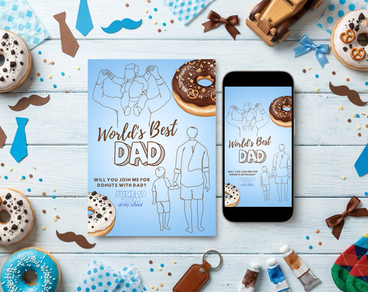 World's Best Dad Father's Day Invitation Template | Editable Canva Template | 5x7in & WhatsApp | Digital Download