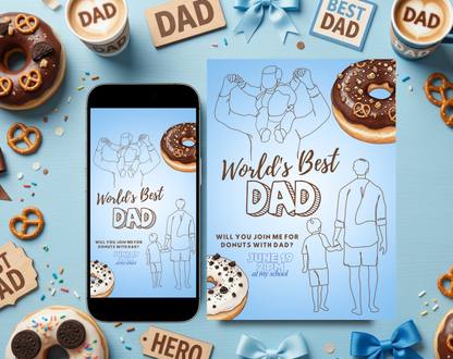 World's Best Dad Father's Day Invitation Template | Editable Canva Template | 5x7in & WhatsApp | Digital Download