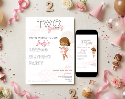 Doll Second Birthday Invitation Template | Editable Canva Template | 5x7in & WhatsApp | Digital Download