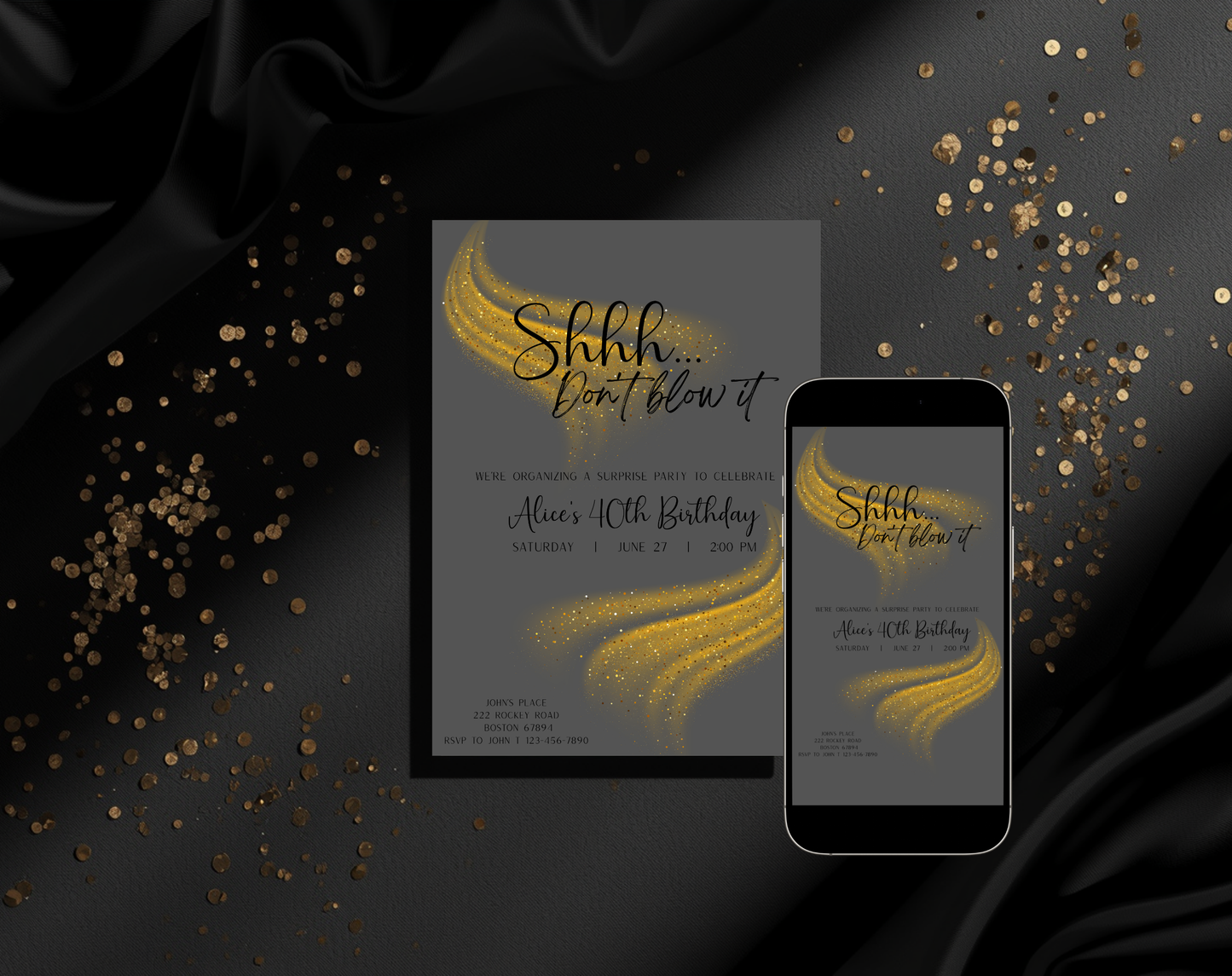 Surprise 40th Birthday Invitation Template | Editable Canva Template | 5x7in & WhatsApp | Digital Download
