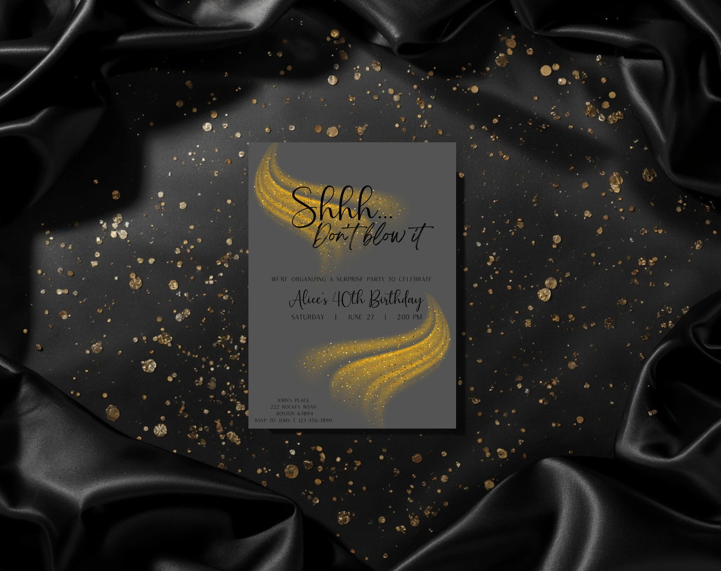 Surprise 40th Birthday Invitation Template | Editable Canva Template | 5x7in & WhatsApp | Digital Download