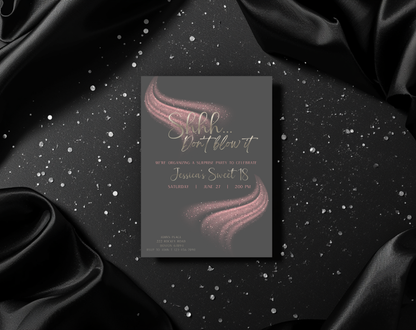 Surprise Sweet 18 Birthday Invitation Template Grey Pink | Editable Canva Template | 5x7in & WhatsApp | Digital Download
