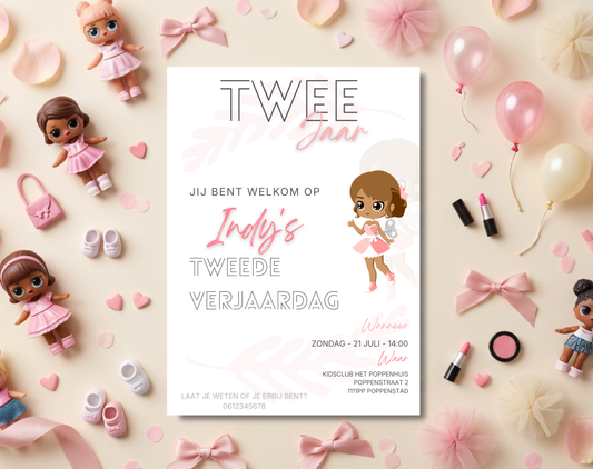 Pop Tweede Verjaardag Uitnodigingstemplate | Bewerkbare Canva Template | A5, A6 & WhatsApp | Digitale Download