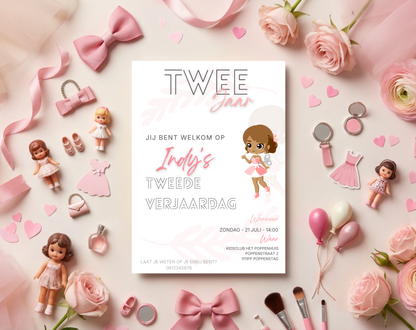 Pop Tweede Verjaardag Uitnodigingstemplate | Bewerkbare Canva Template | A5, A6 & WhatsApp | Digitale Download