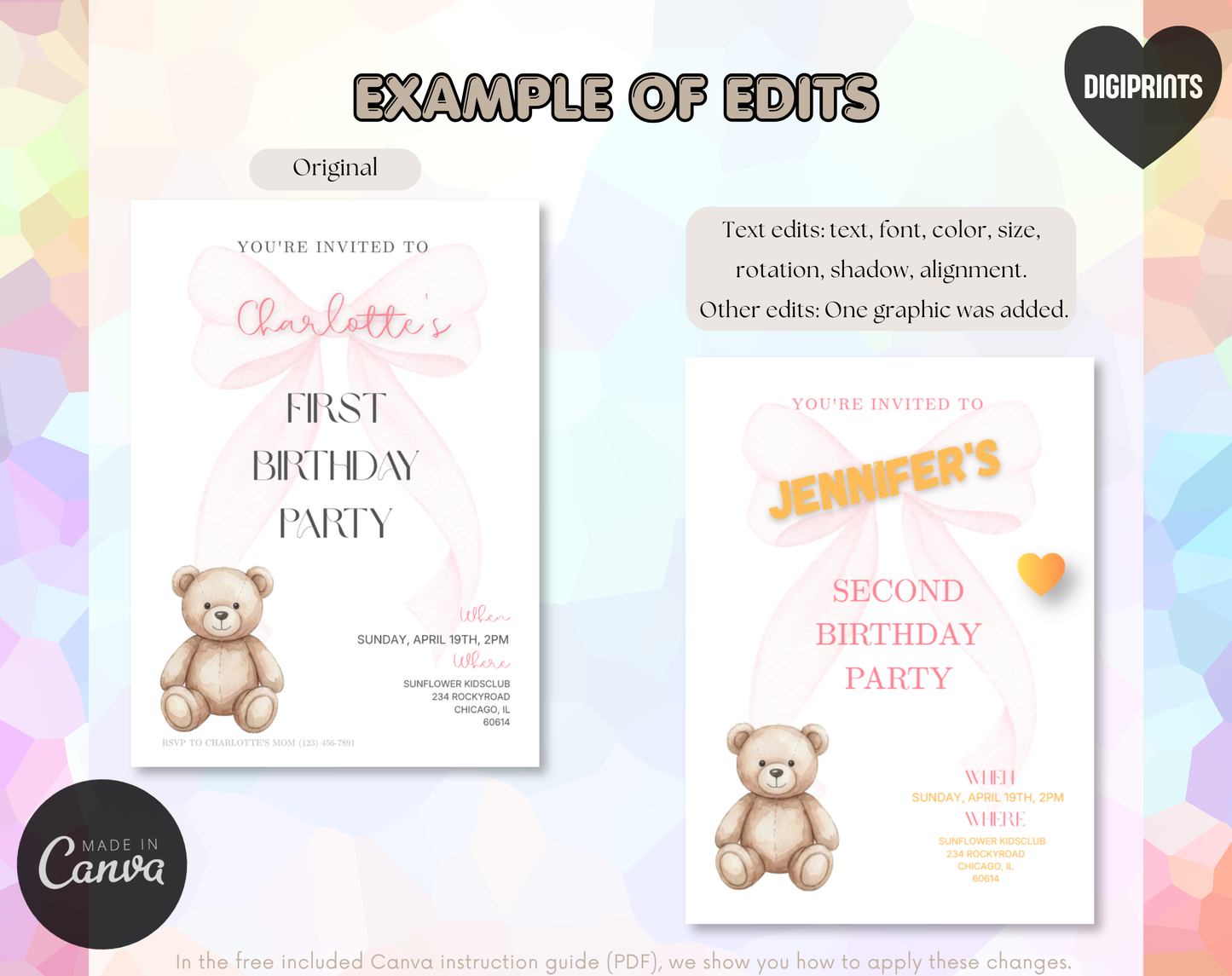 Blue Bear Sip & See Invitation Template | Editable Canva Template | 5x7in & WhatsApp | Digital Download