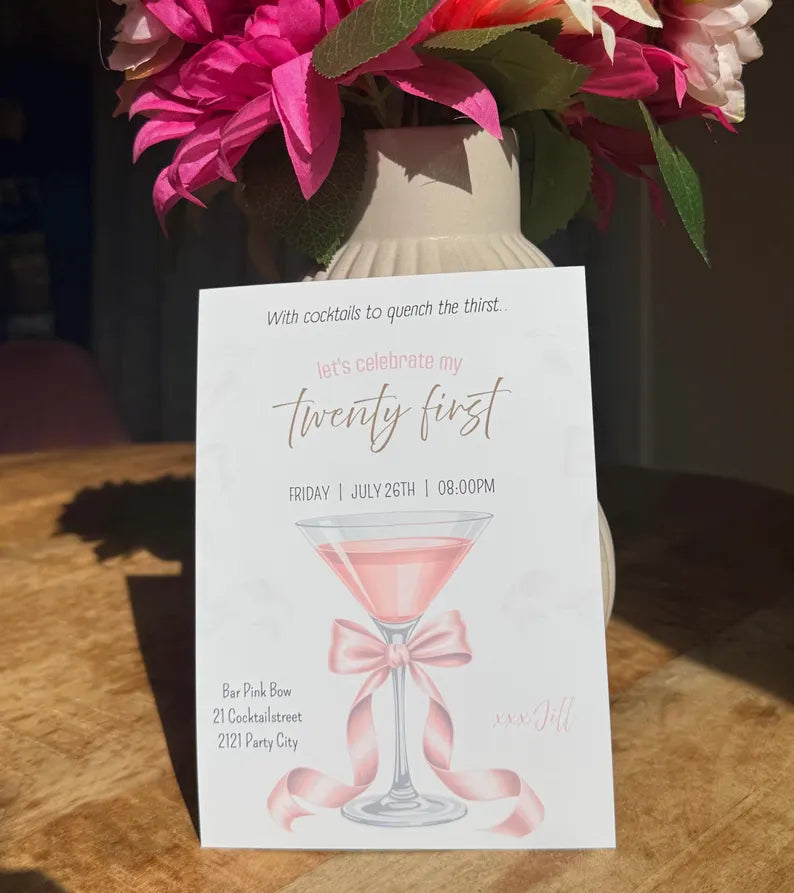 21st Birthday Cocktail Invitation Template | Editable Canva Template | 5x7in & WhatsApp | Digital Download