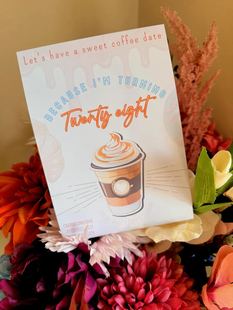 Coffee Date Birthday Invitation Template | Editable Canva Template | 5x7in & WhatsApp | Digital Download
